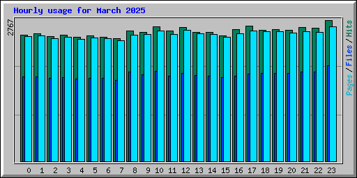 Hourly usage for March 2025